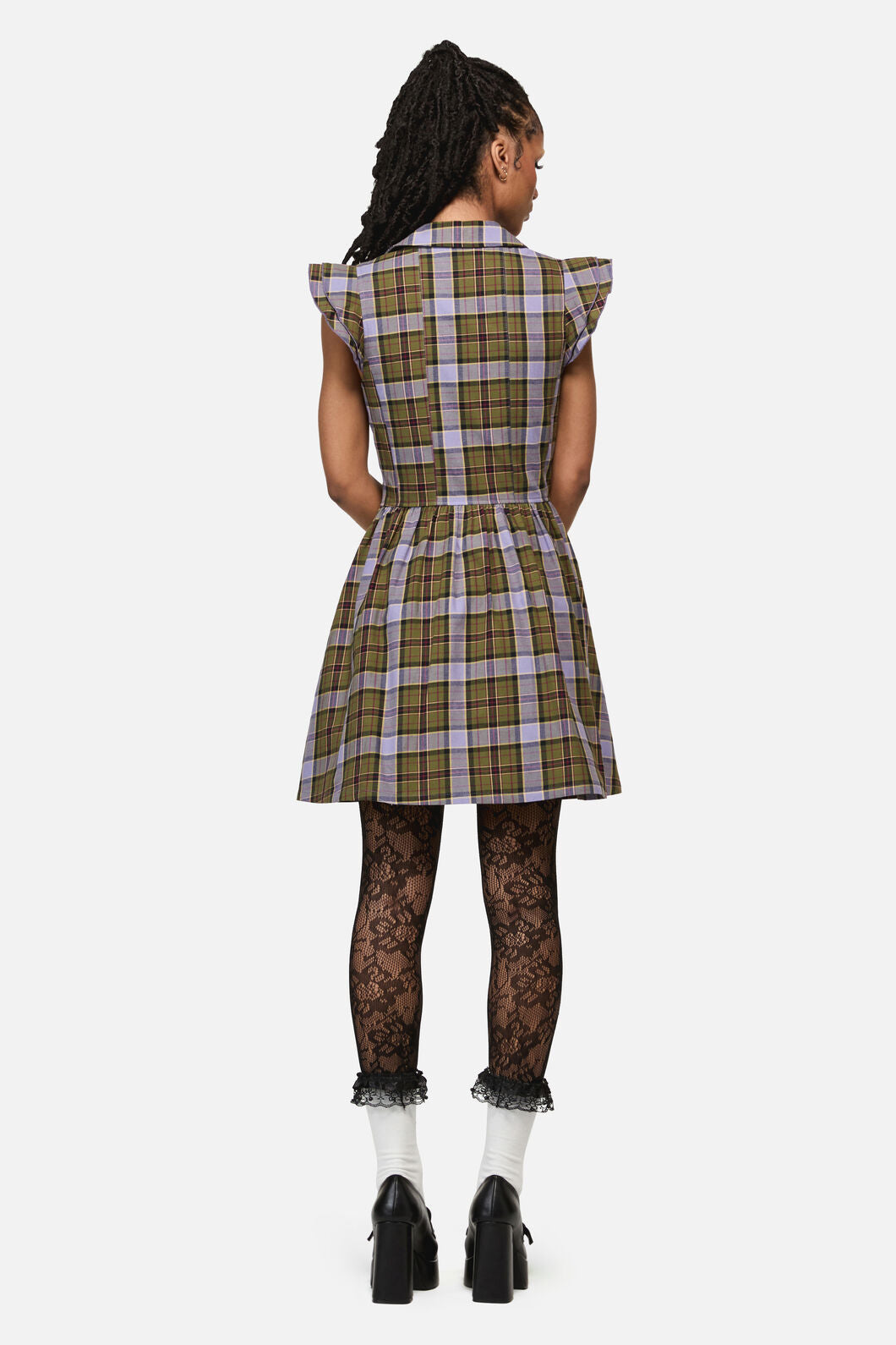 Black Friday - Apothecarius Goth Tartan Dress - moss-lavender