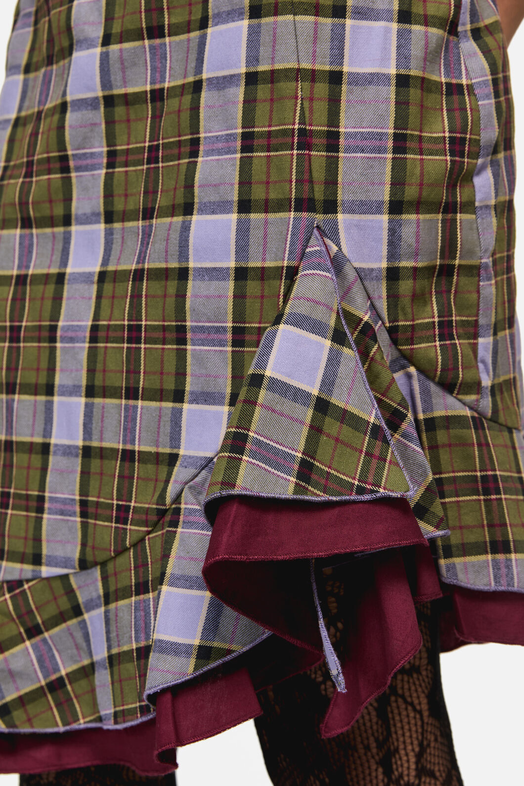 Black Friday - Apothecarius Wrap Tartan Skirt - moss-lavender