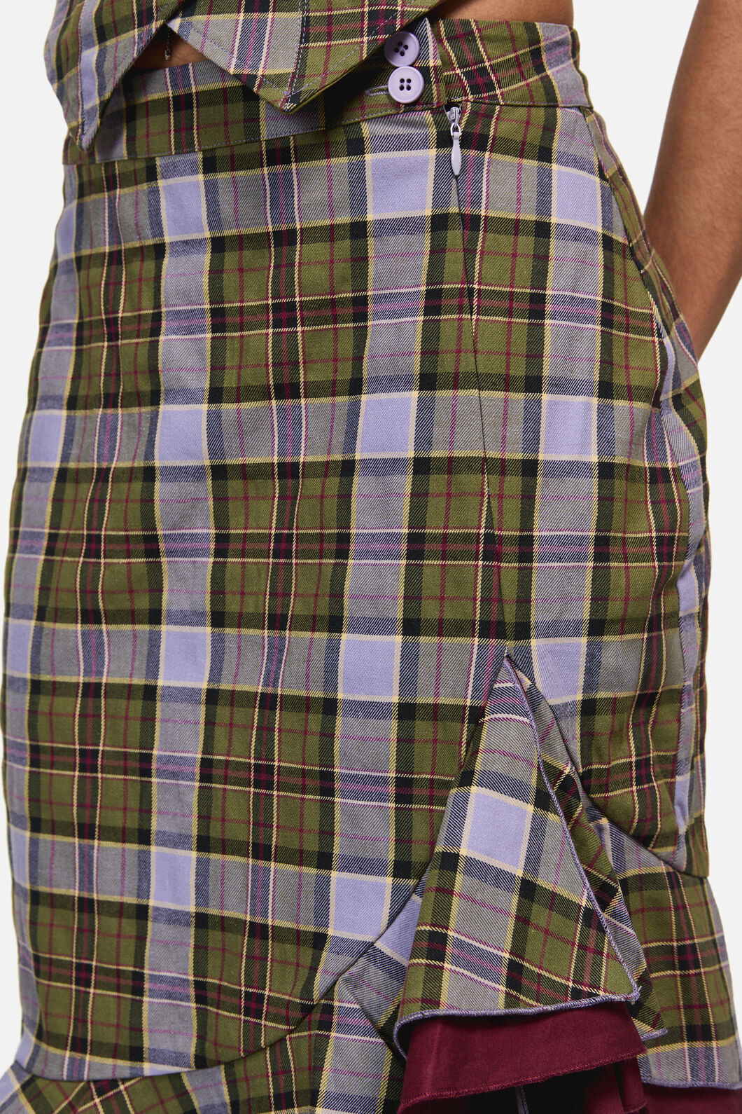 Black Friday - Apothecarius Wrap Tartan Skirt - moss-lavender