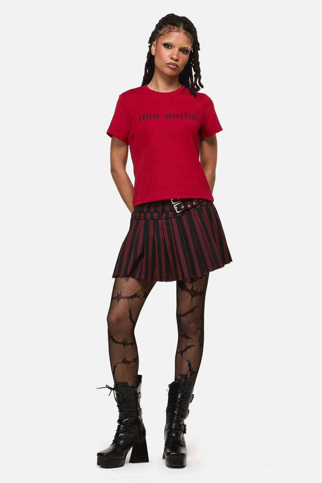 Black Friday - This Sucks Goth Print Tee - red