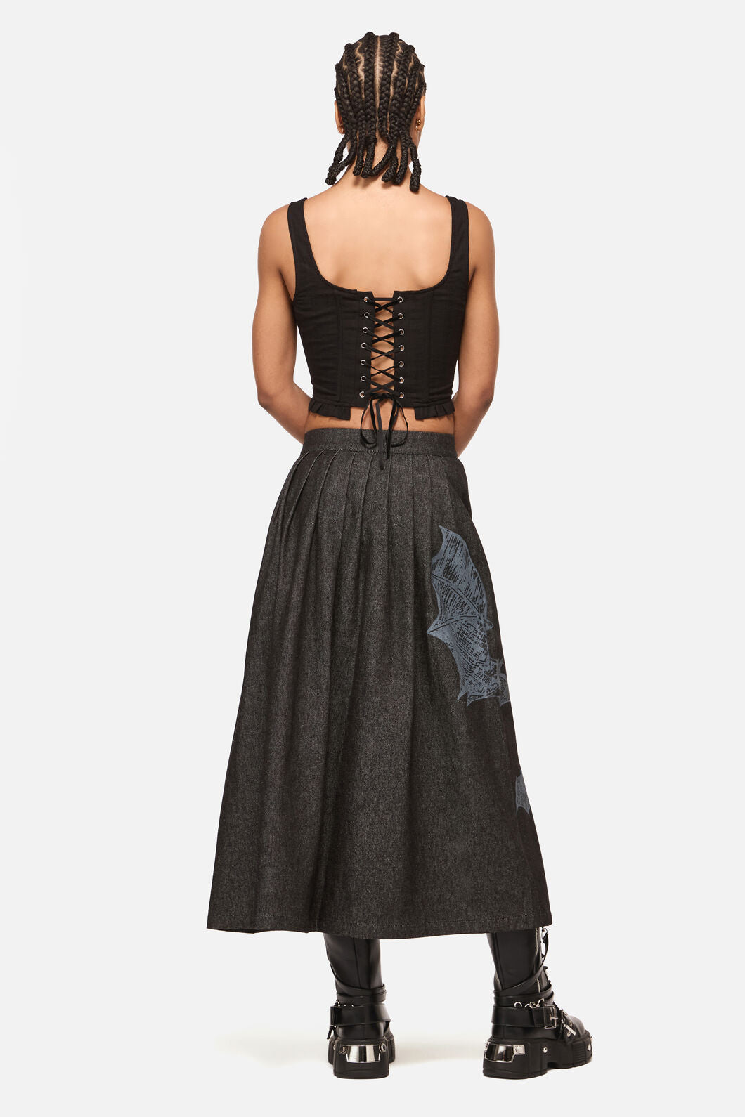 Black Friday - Batz Denim Midi Pleated Skirt - black