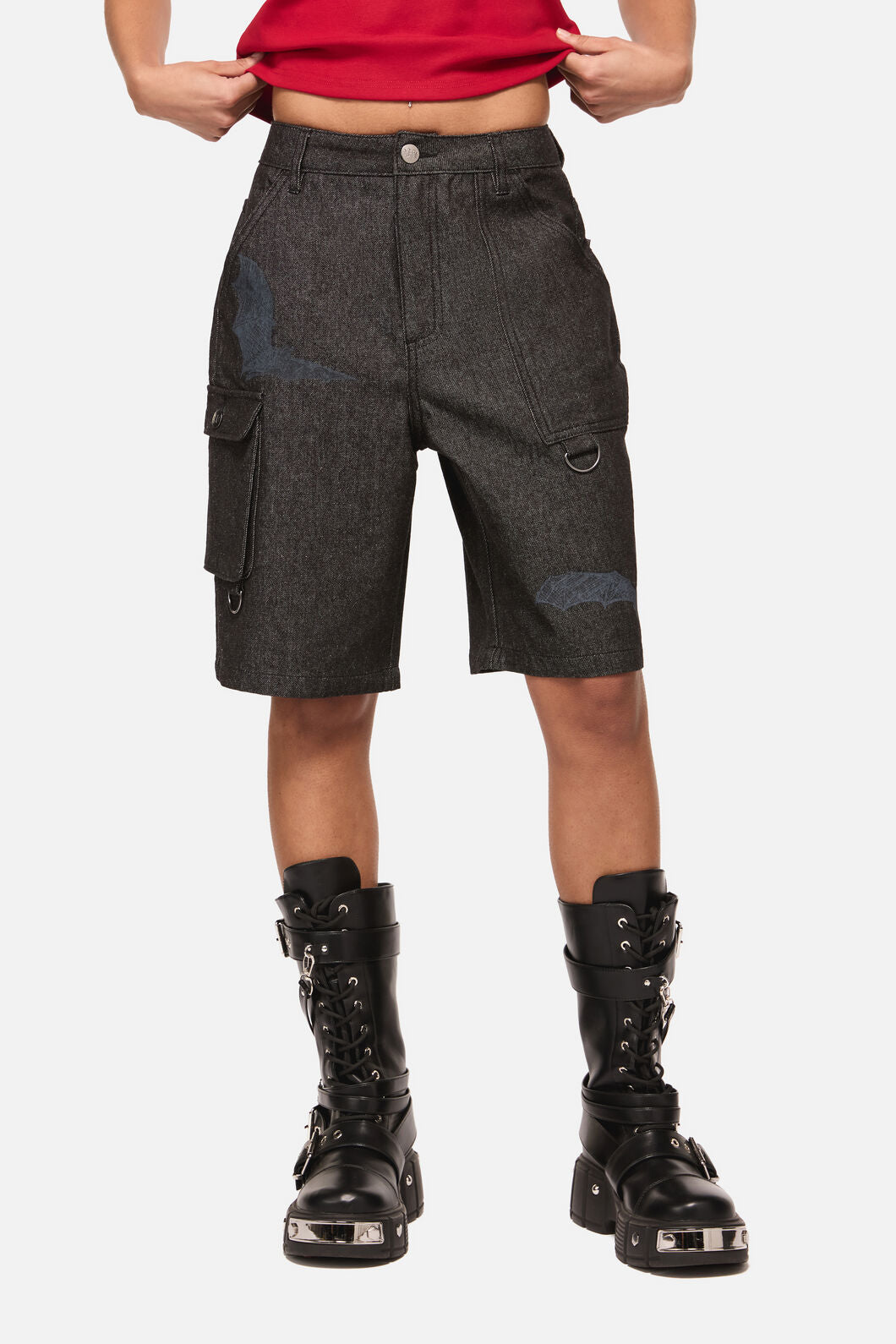 Black Friday - Batz Denim Goth Cargo Short - black
