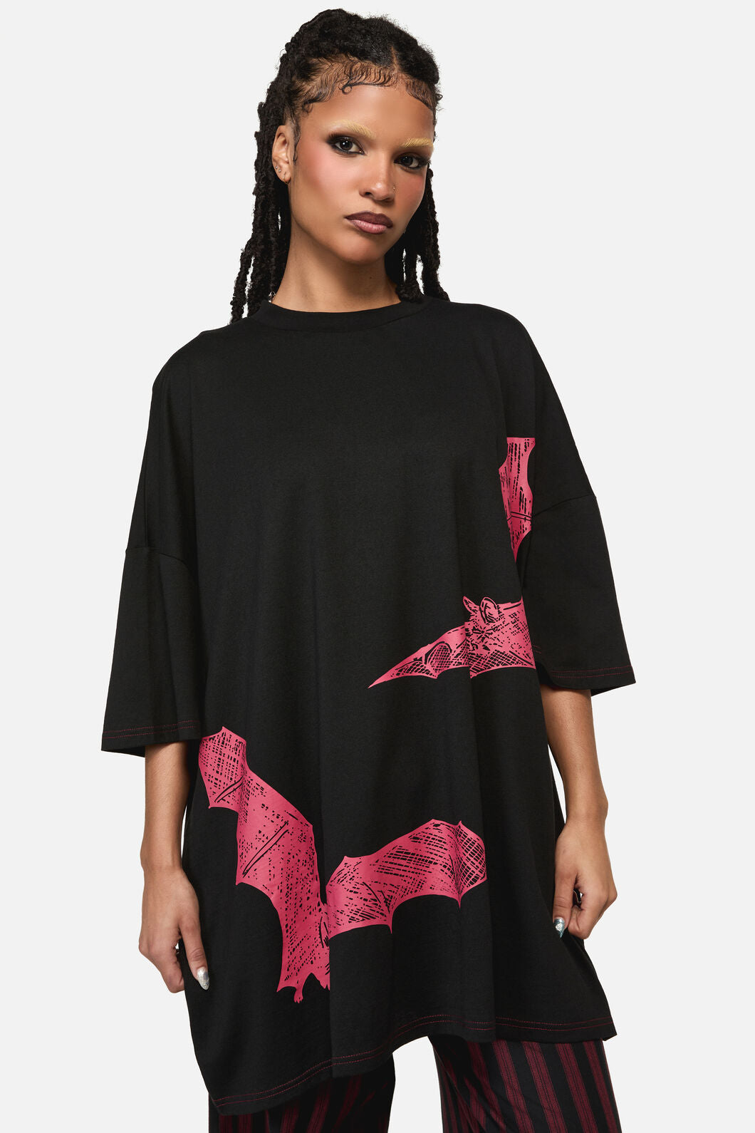 Black Friday - Batz Print Goth Oversized Tee - black