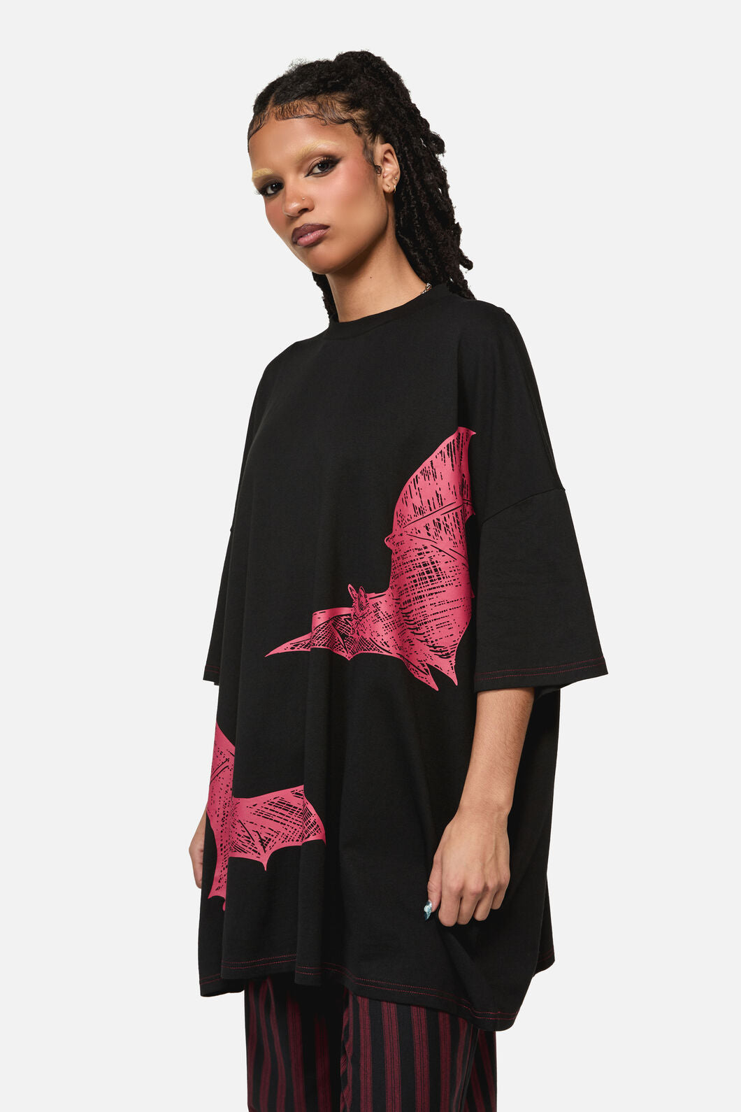 Black Friday - Batz Print Goth Oversized Tee - black