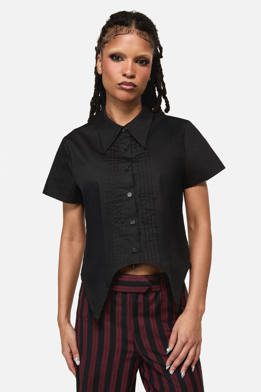 Black Friday - Batz Goth Short Sleeve Blouse - black