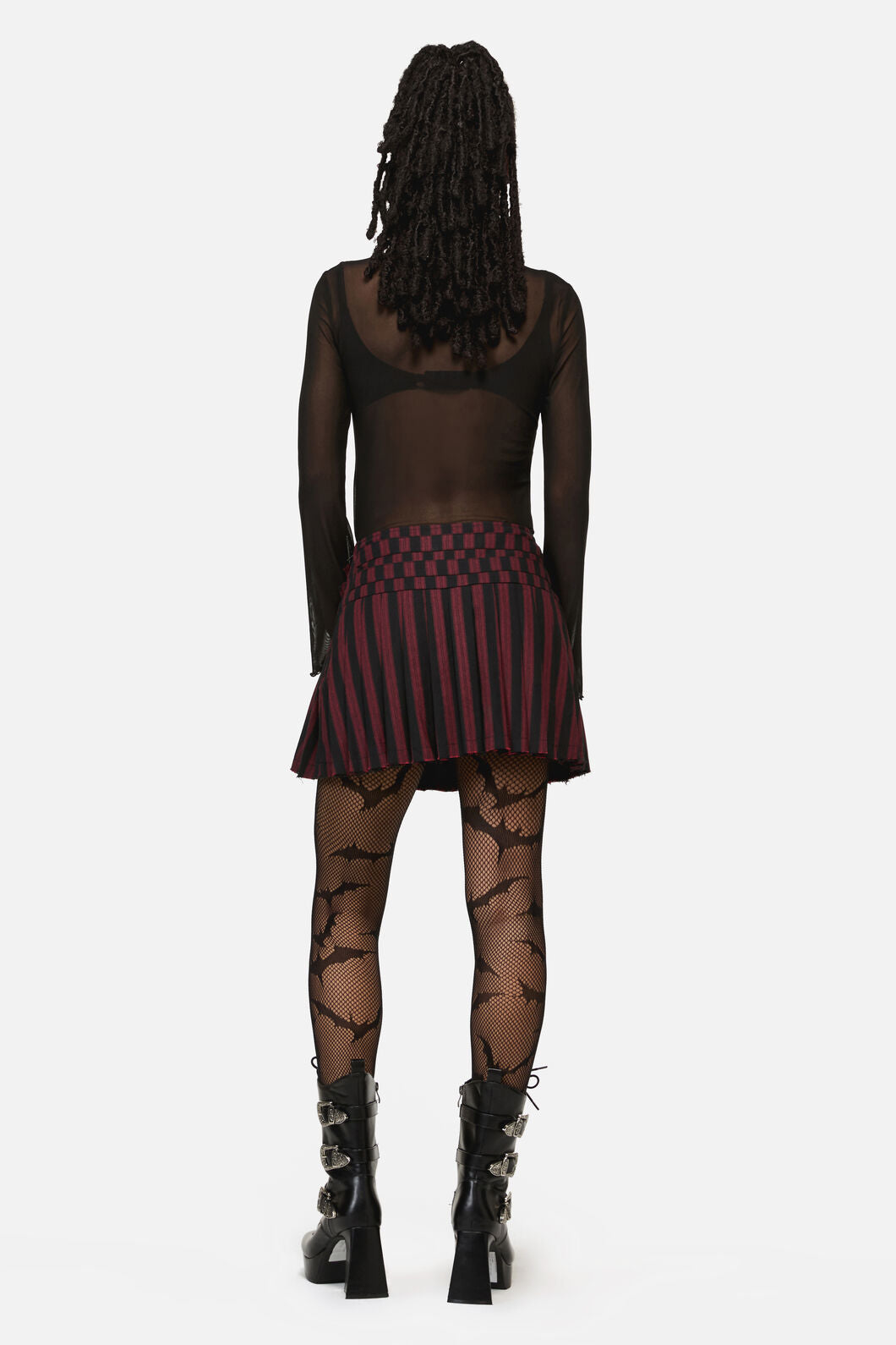 Black Friday - Sucker Pinstripe Goth Skirt - black-red