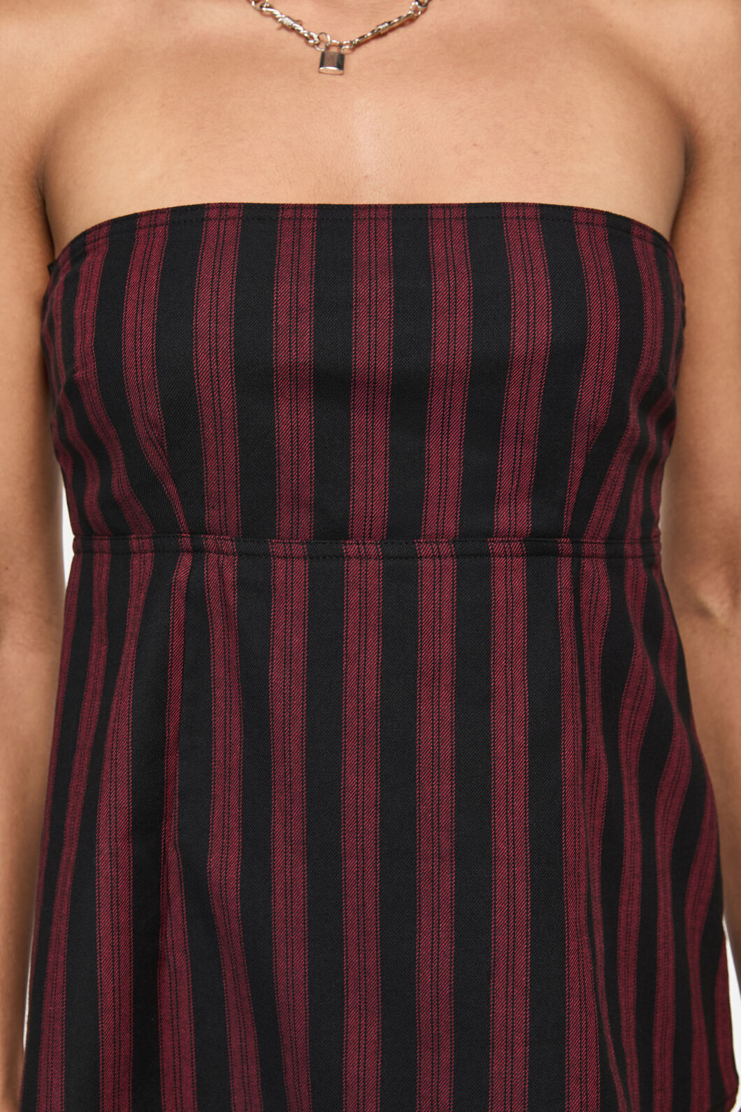 Black Friday - Sucker Pinstripe Strapless Top - black-red