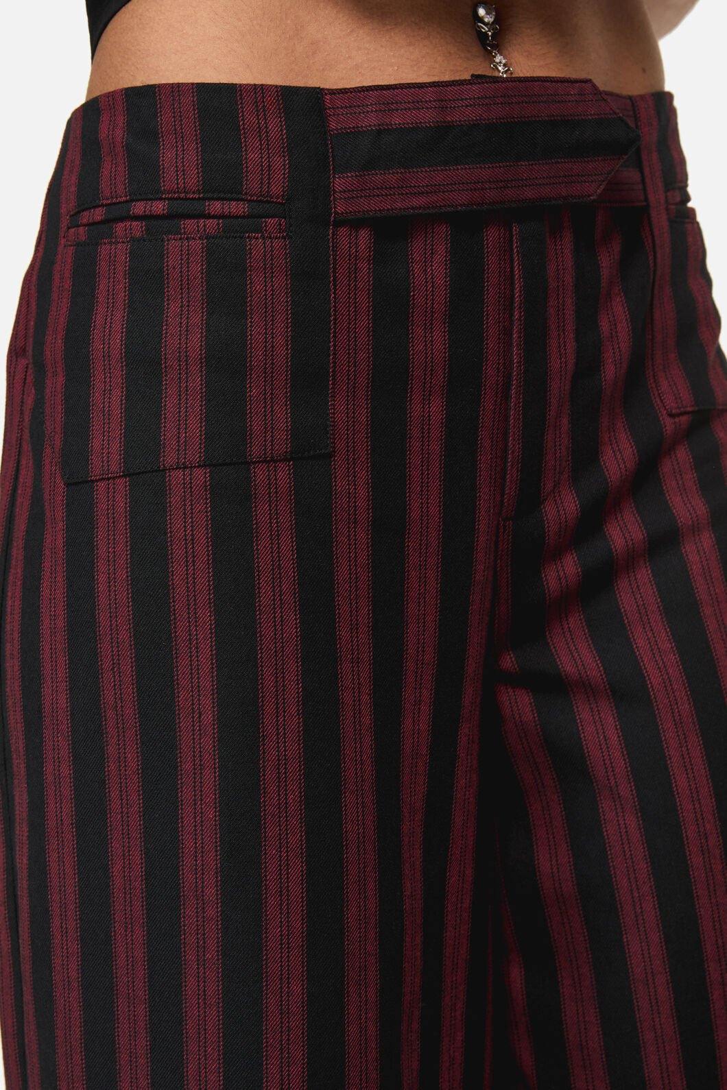 Black Friday - Sucker Pinstripe Goth Pant - black-red