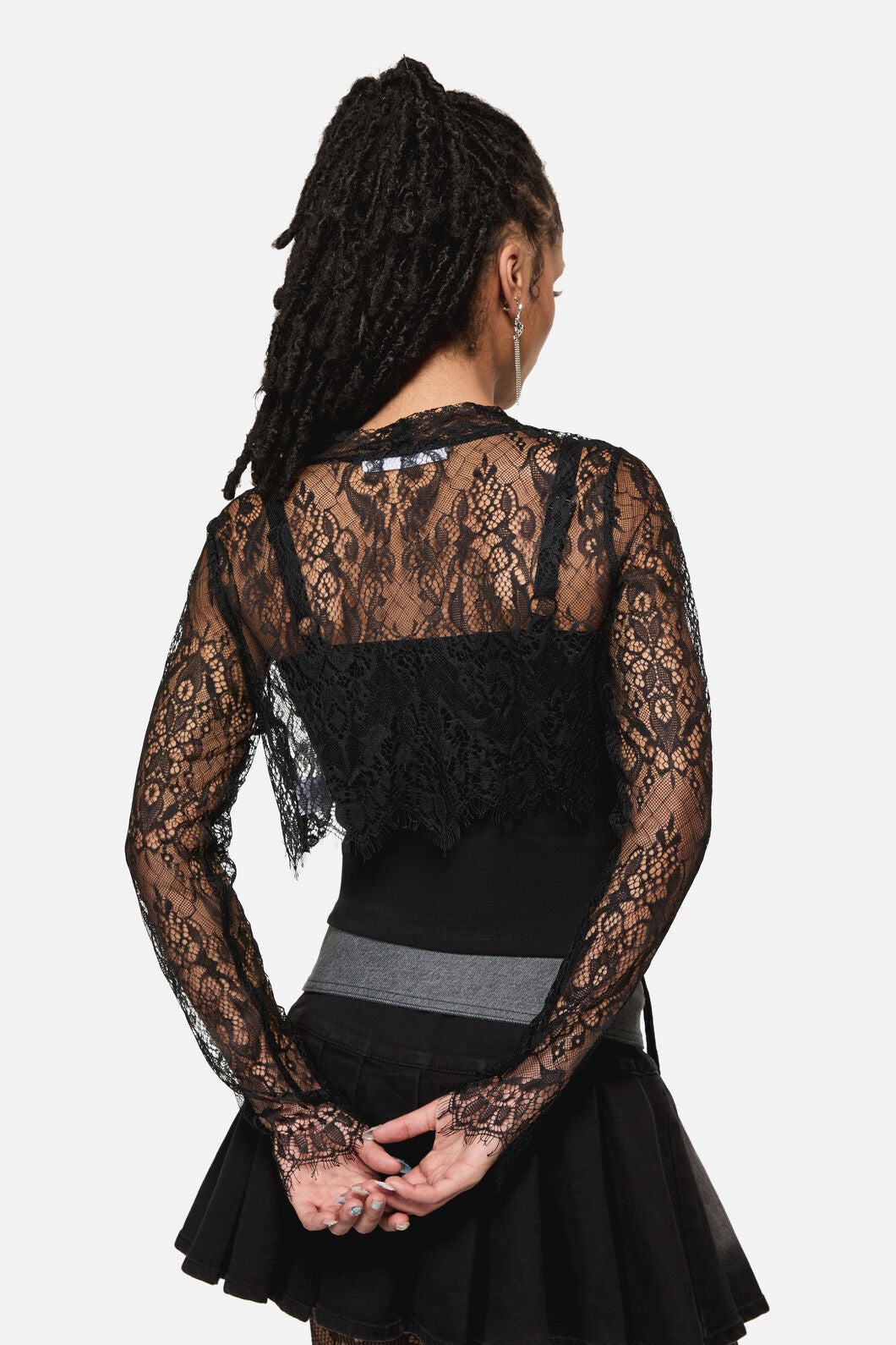 Black Friday - Ellen Lace Goth Sleeve Top - black