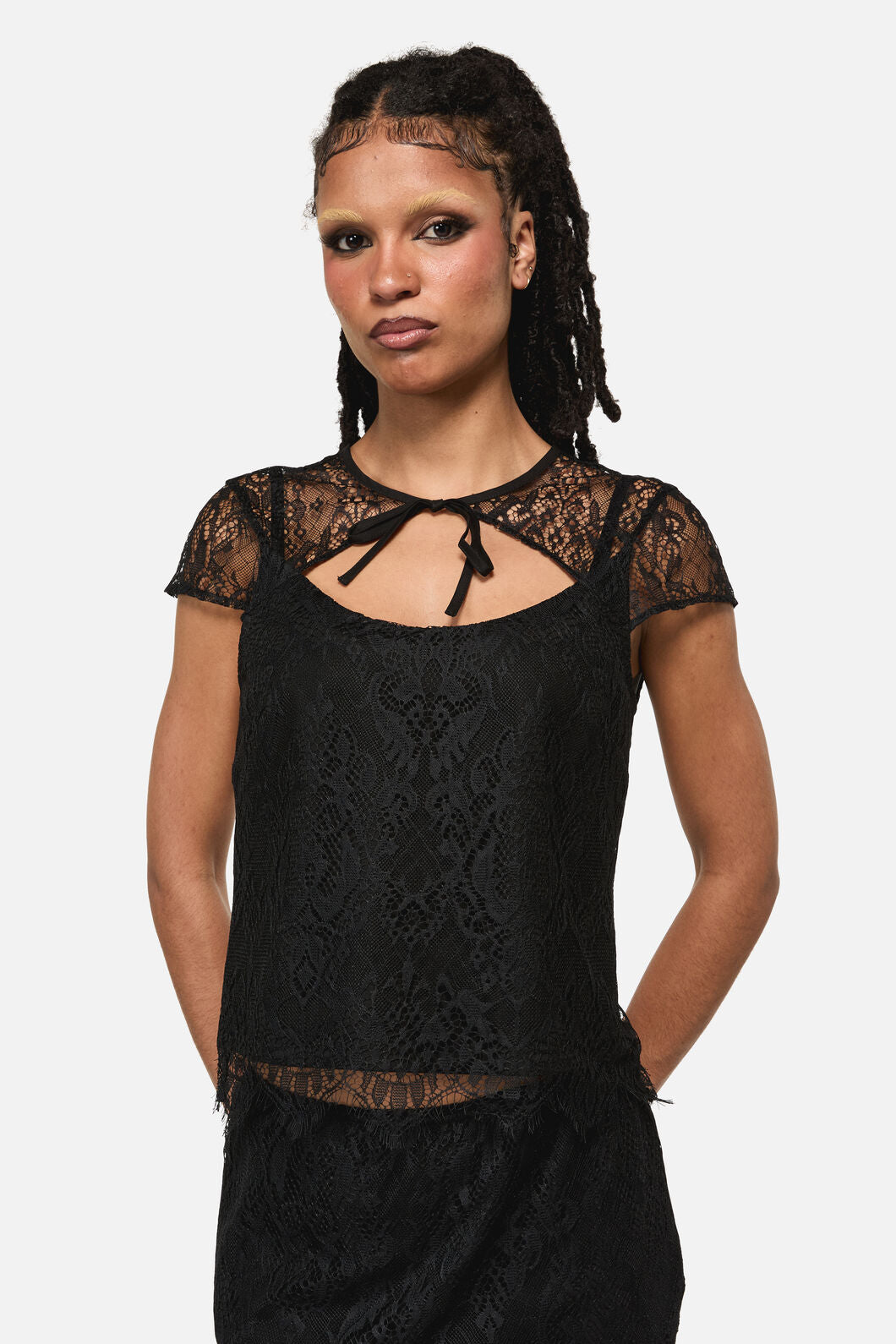 Black Friday - Ellen Lace Goth Formal Blouse - black
