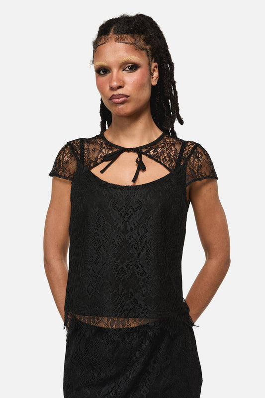 Black Friday - Ellen Lace Goth Formal Blouse - black