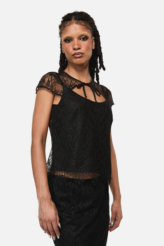 Black Friday - Ellen Lace Goth Formal Blouse - black