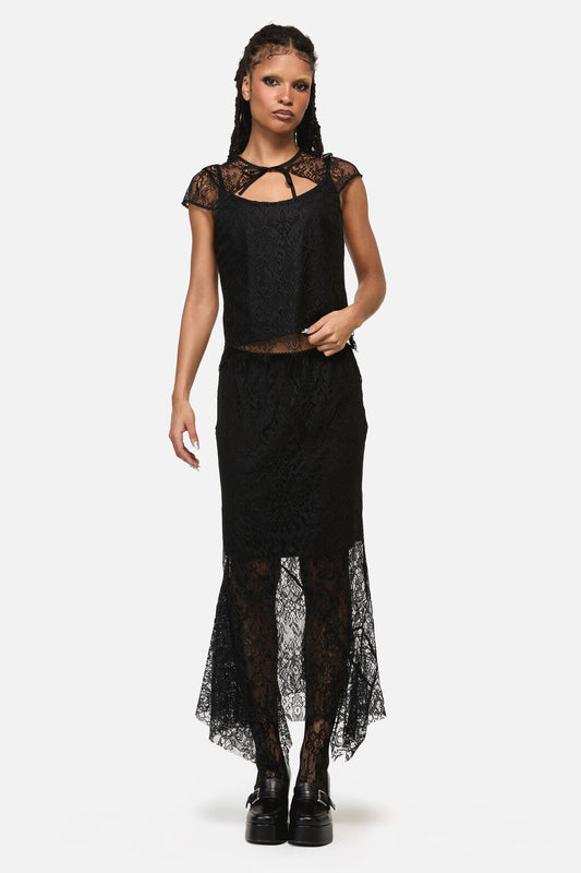 Black Friday - Ellen Lace Goth Formal Skirt - black