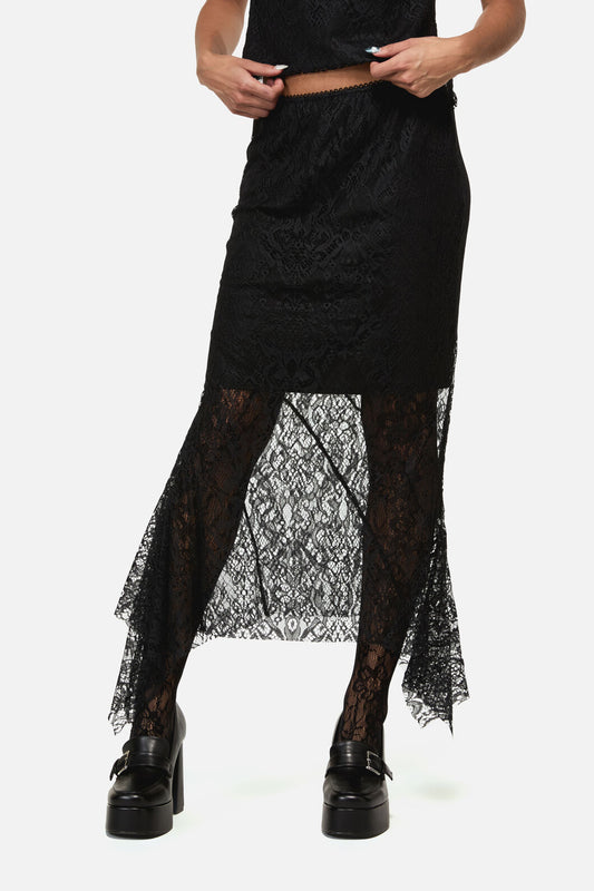 Black Friday - Ellen Lace Goth Formal Skirt - black
