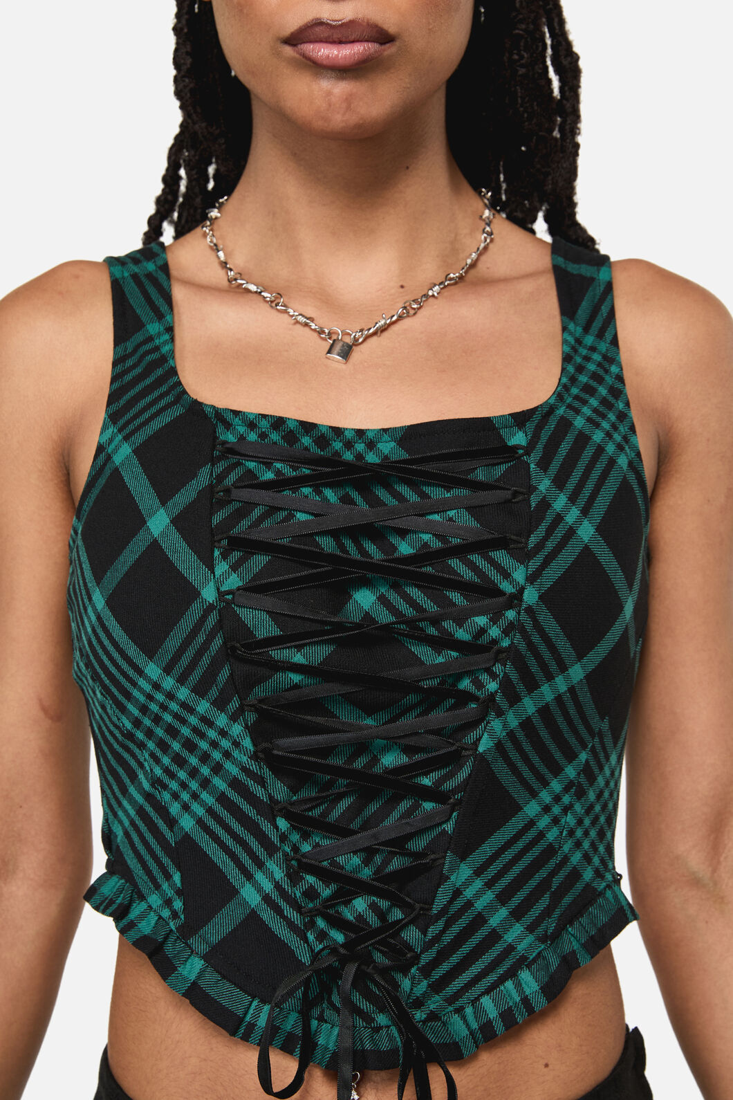 Black Friday - Conjuring Goth Tartan Corset - black