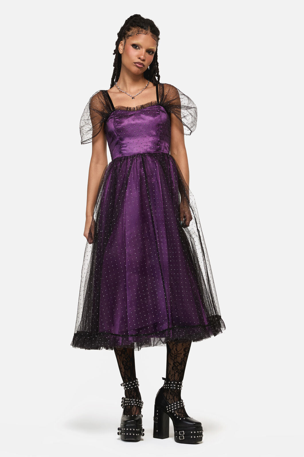Black Friday - Gothic Diamante Formal Dress - plum