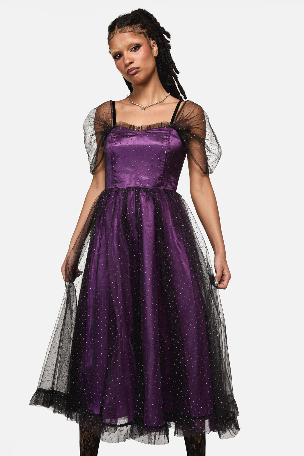 Black Friday - Gothic Diamante Formal Dress - plum