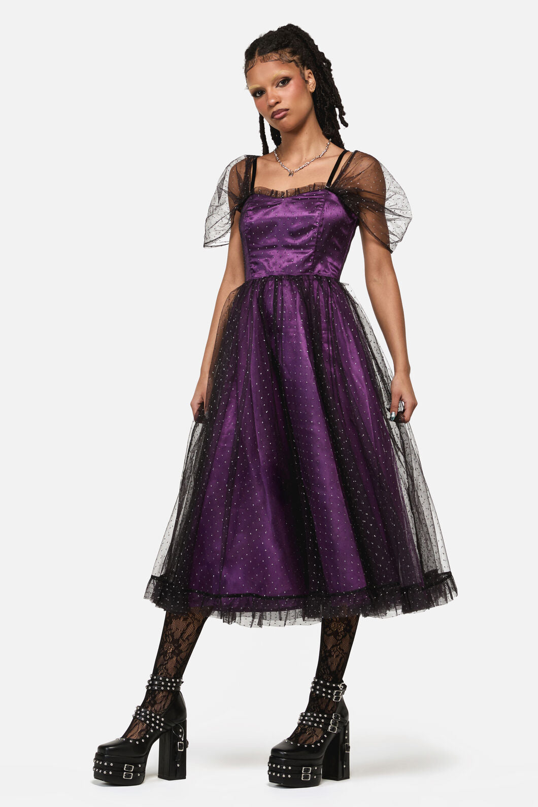Black Friday - Gothic Diamante Formal Dress - plum