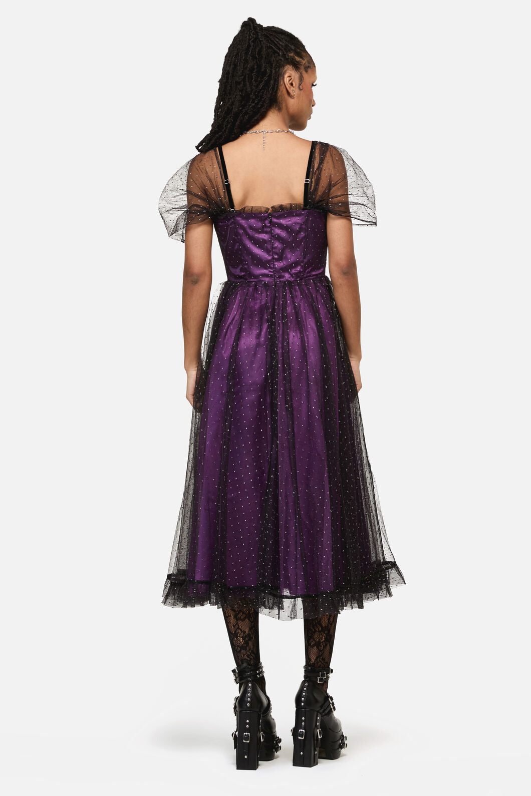 Black Friday - Gothic Diamante Formal Dress - plum