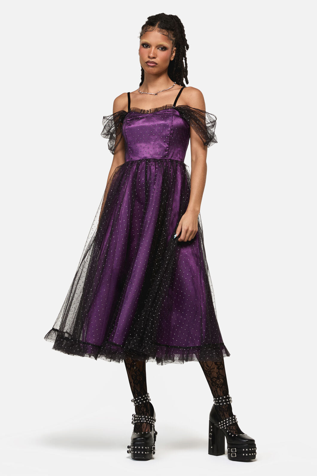 Black Friday - Gothic Diamante Formal Dress - plum