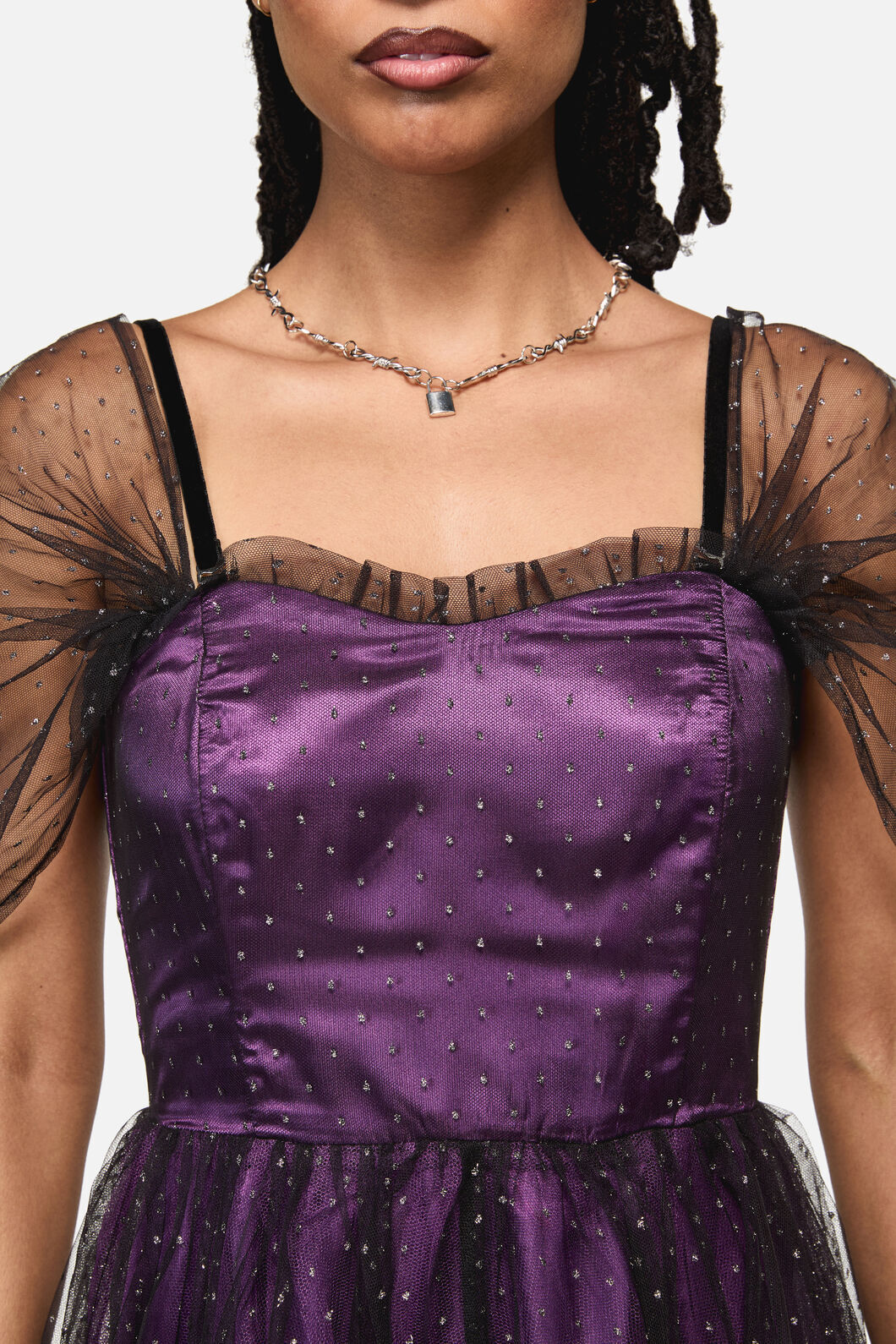 Black Friday - Gothic Diamante Formal Dress - plum