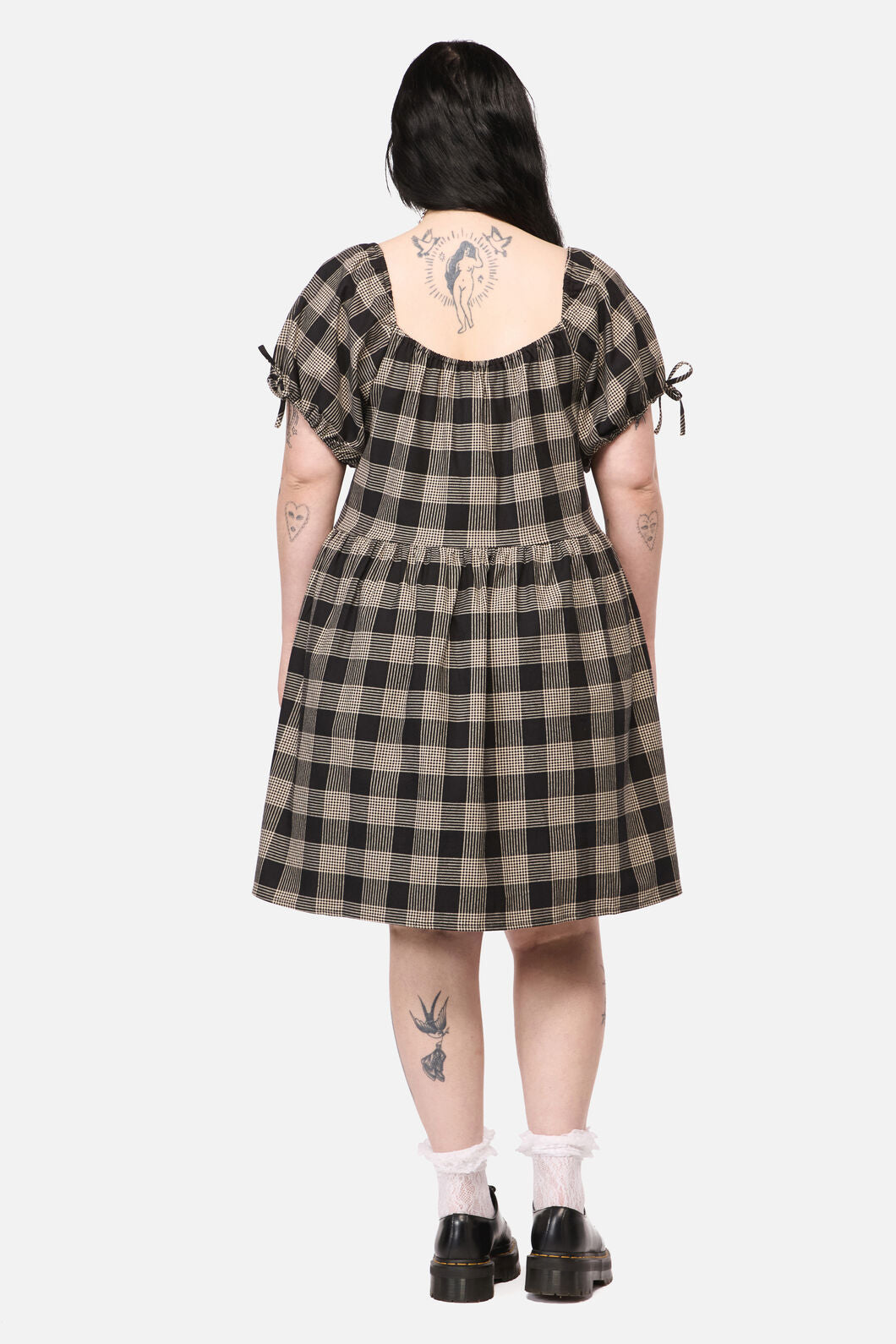 Black Friday - Curve Crypt CheckBabydollDress - black-beige
