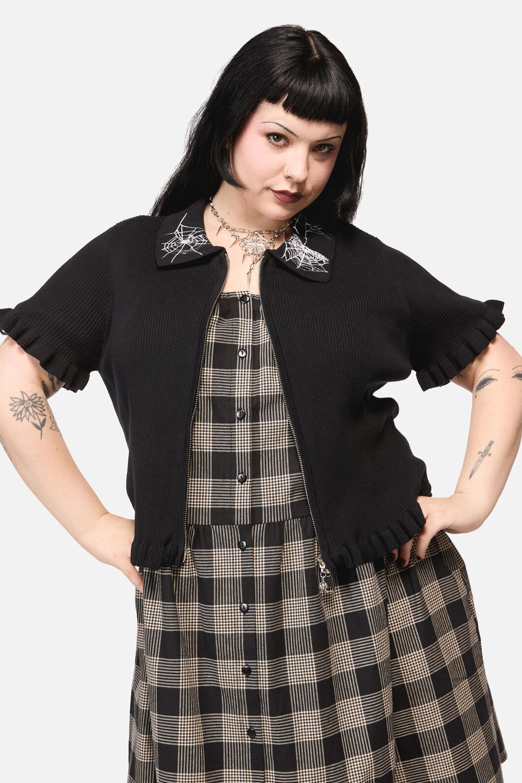 Black Friday - Curve Webbed Zipper Cardi - black