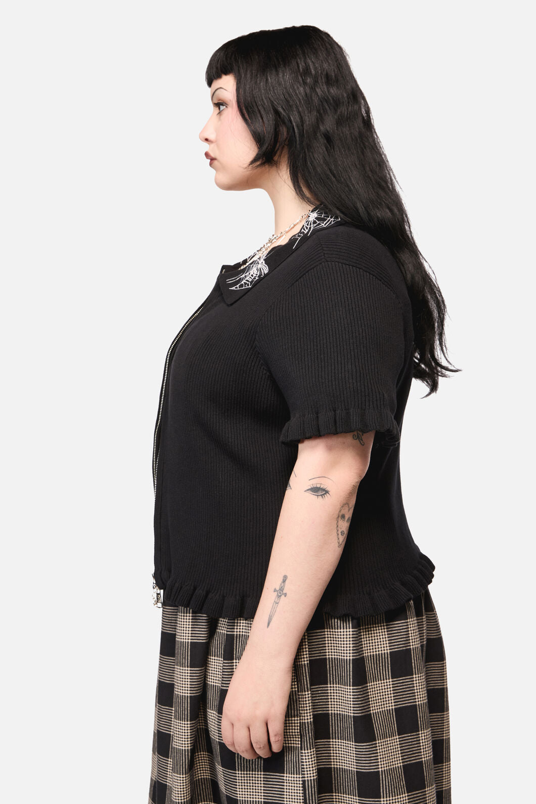 Black Friday - Curve Webbed Zipper Cardi - black