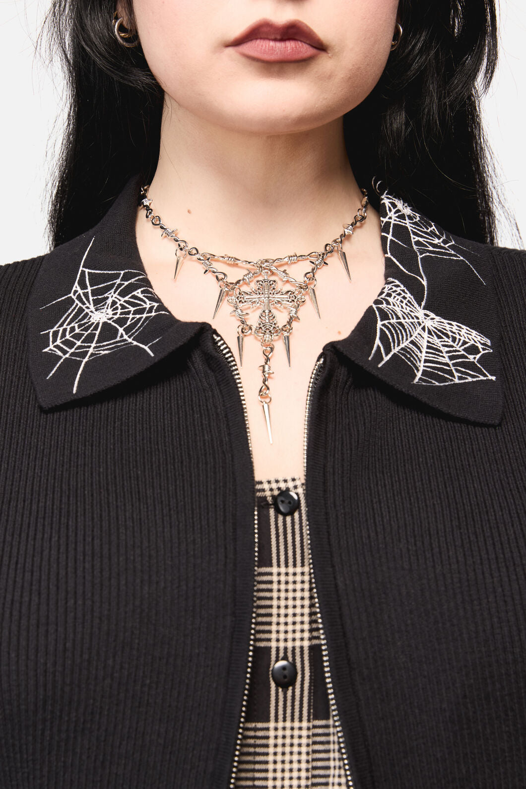 Black Friday - Curve Webbed Zipper Cardi - black