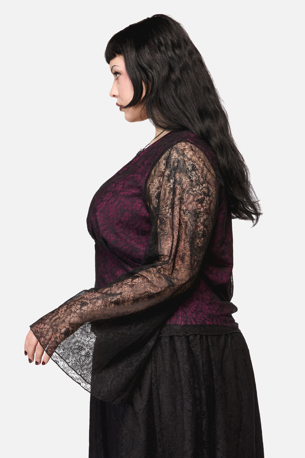Black Friday - Curve Fiona Lace Top - black