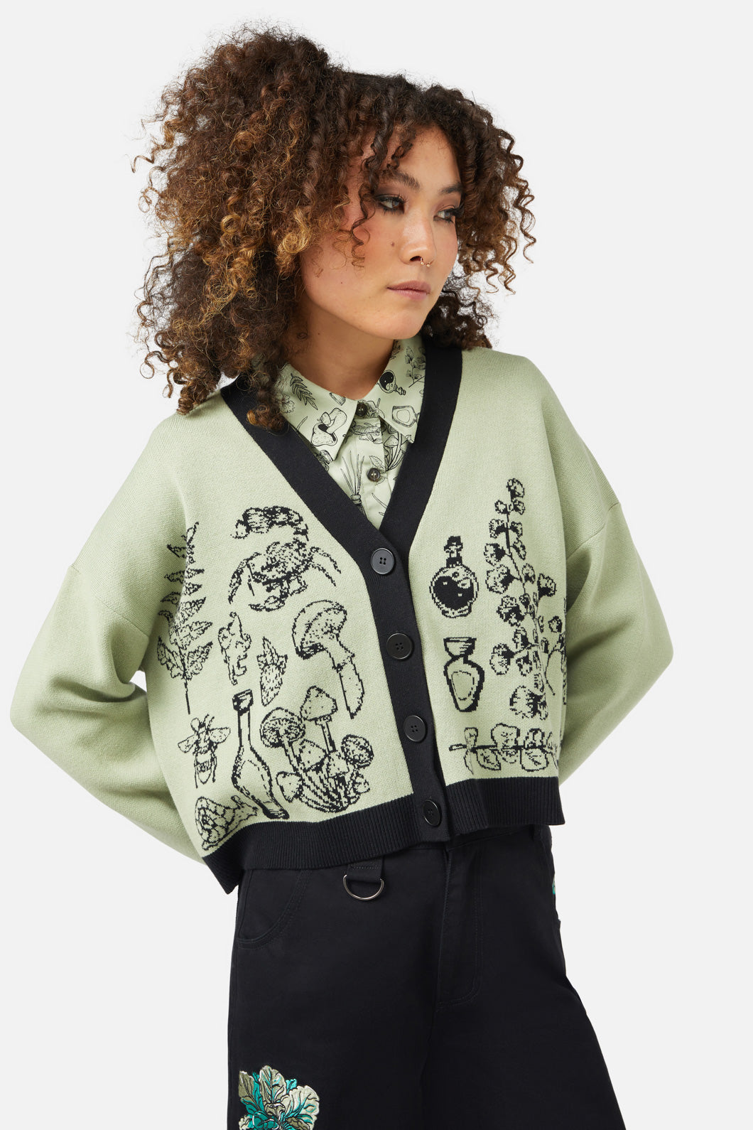 Black Friday - Sprouted Flora Cardi - sage