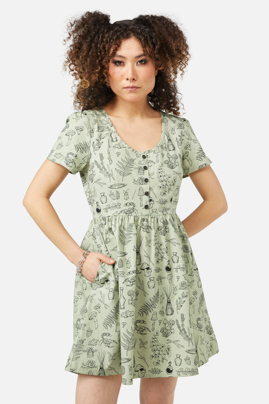 Black Friday - Sprouted Flora Dress - sage