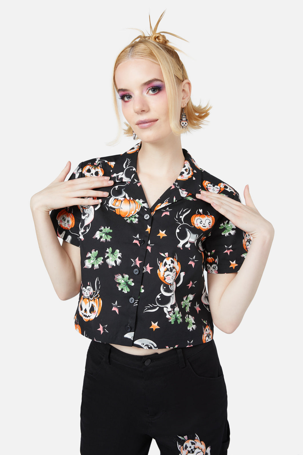 Black Friday - Pumpkin Patch Kitty Blouse - black