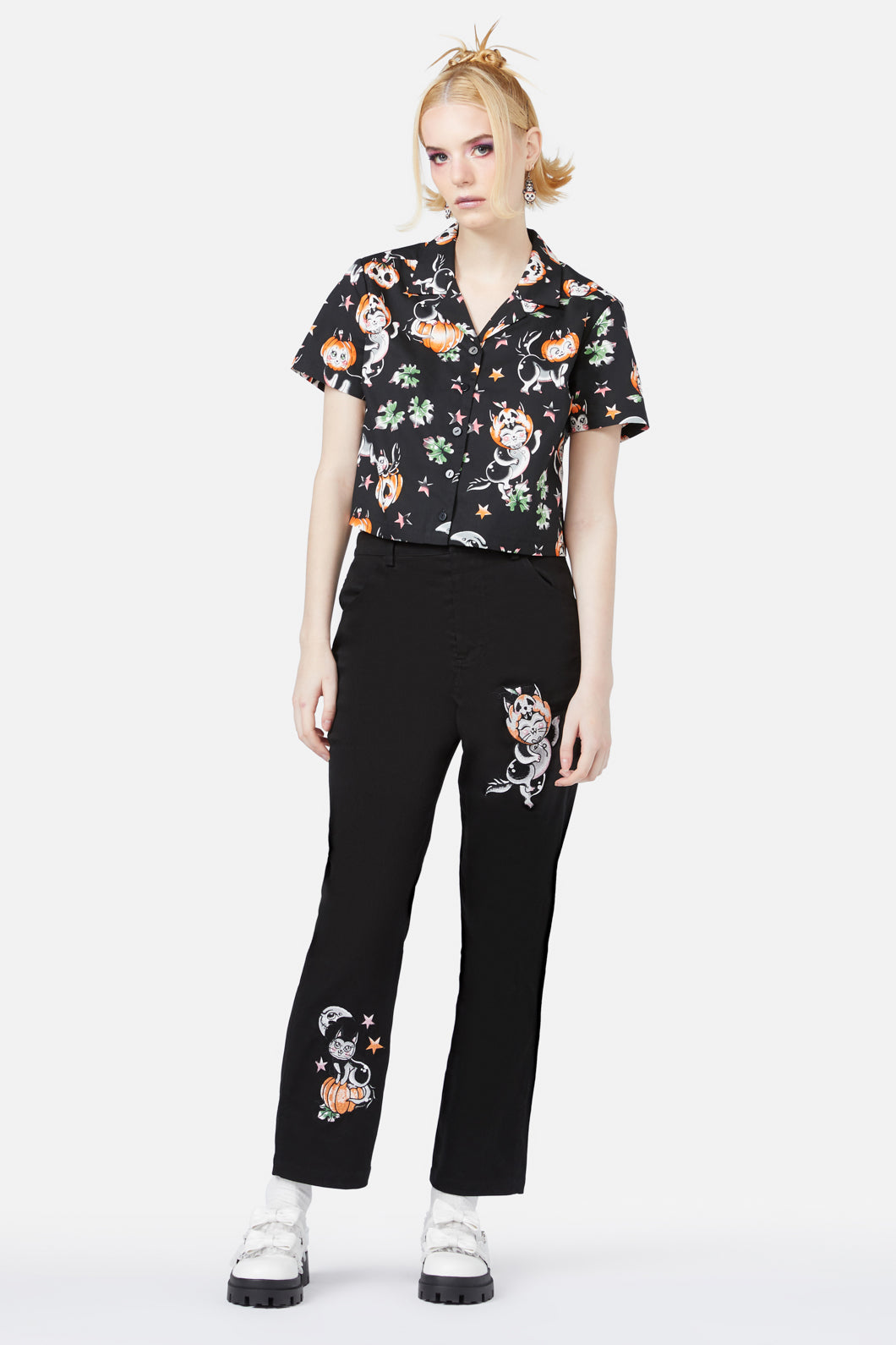 Black Friday - Pumpkin Patch Kitty Blouse - black