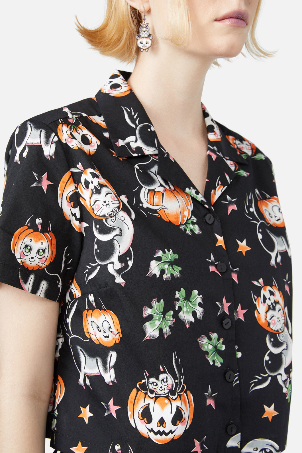Black Friday - Pumpkin Patch Kitty Blouse - black