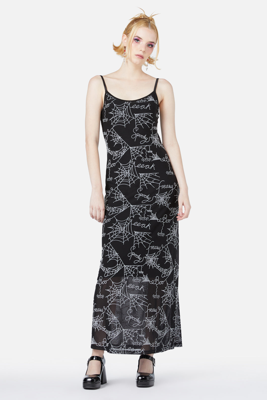 Black Friday - Entangled Flocked Mesh Dress - black