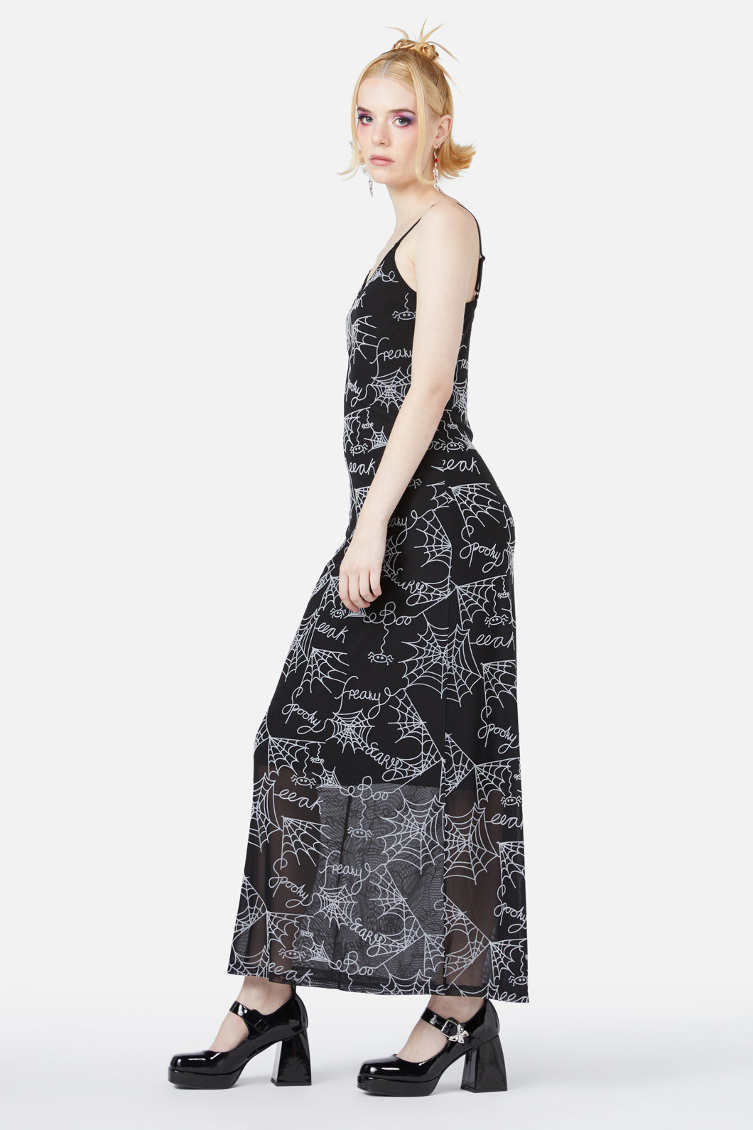 Black Friday - Entangled Flocked Mesh Dress - black