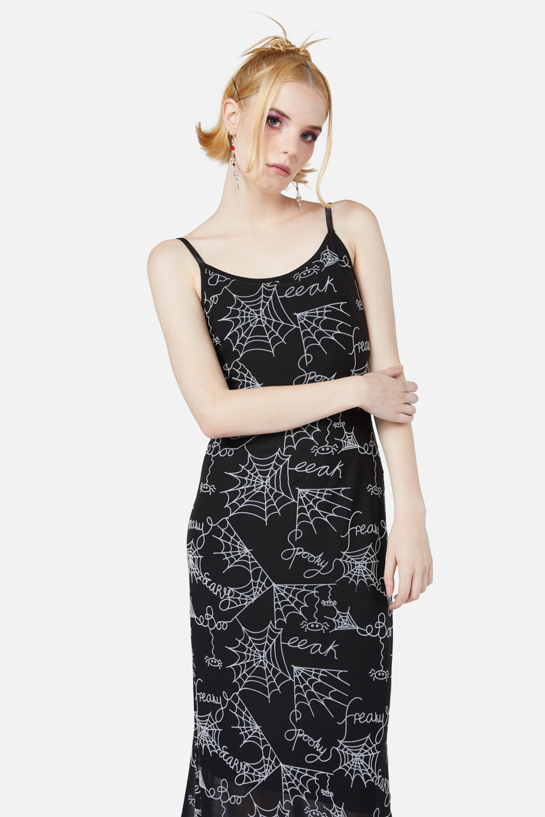 Black Friday - Entangled Flocked Mesh Dress - black