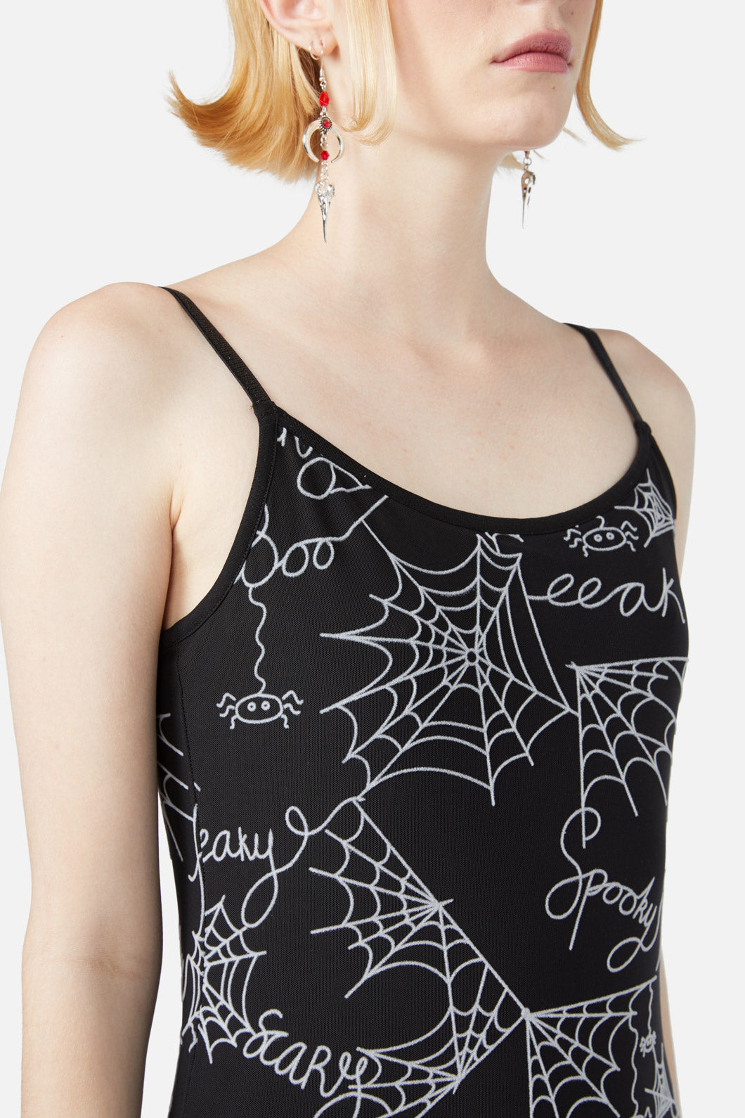 Black Friday - Entangled Flocked Mesh Dress - black