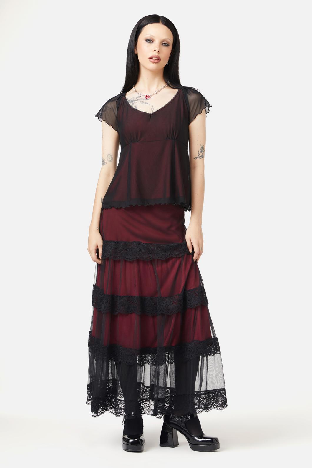 Black Friday - Lock Picker Mesh Lace Skirt - red