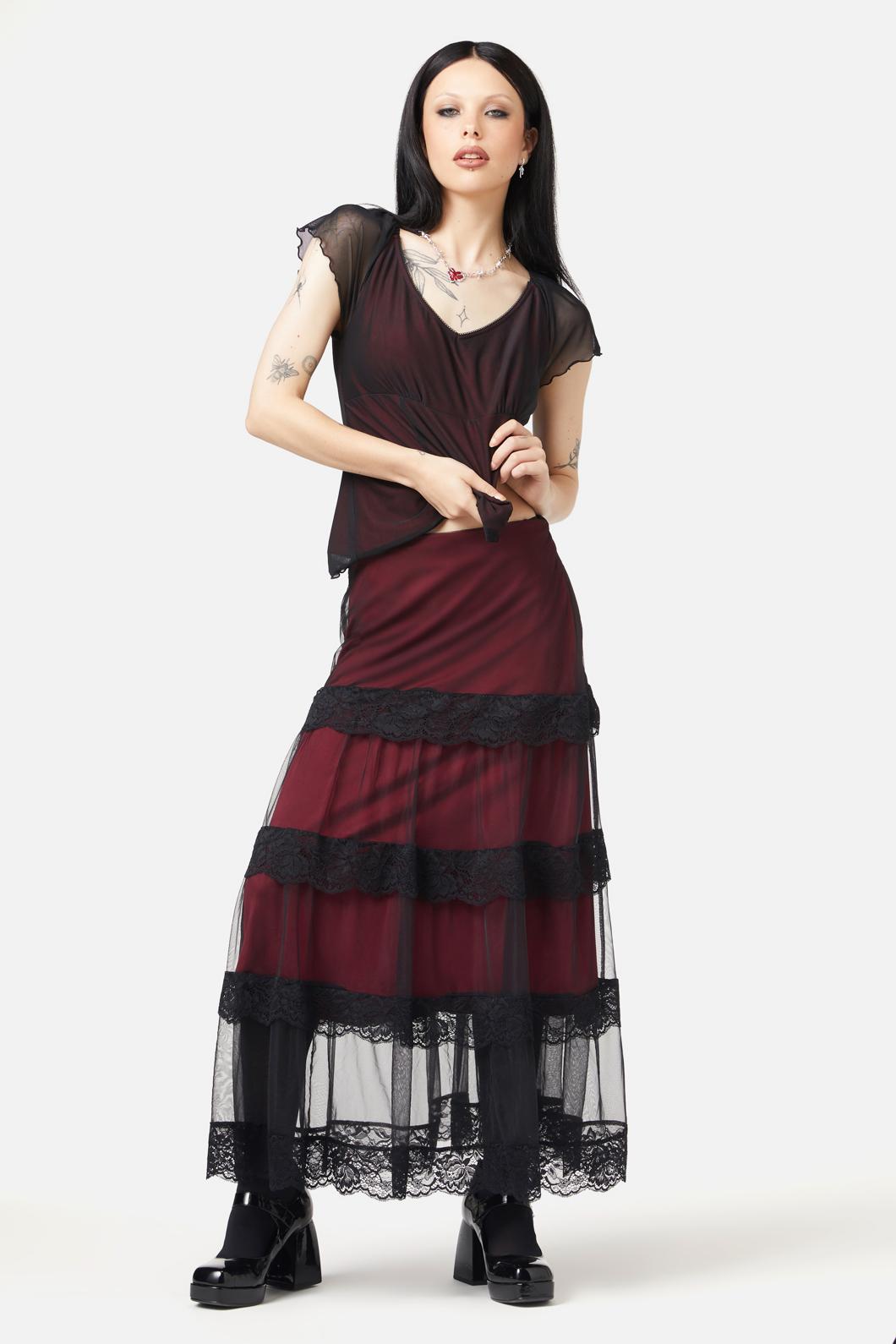 Black Friday - Lock Picker Mesh Lace Skirt - red