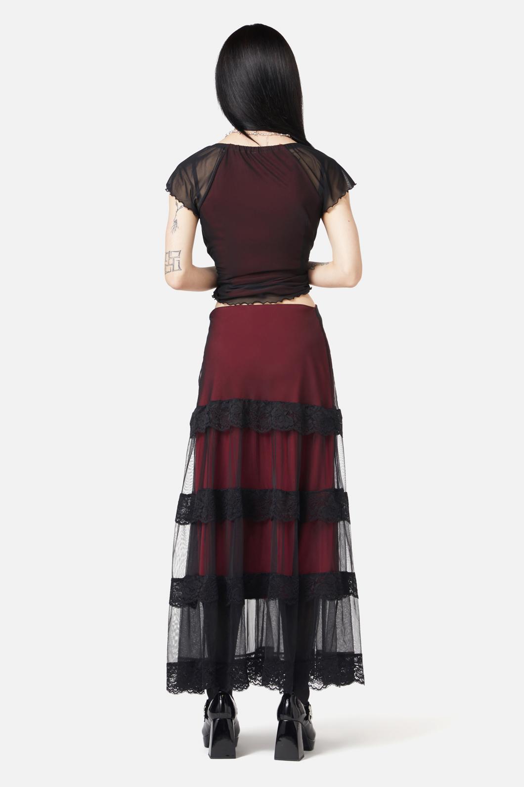 Black Friday - Lock Picker Mesh Lace Skirt - red