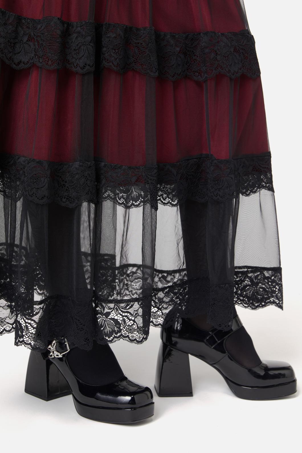 Black Friday - Lock Picker Mesh Lace Skirt - red