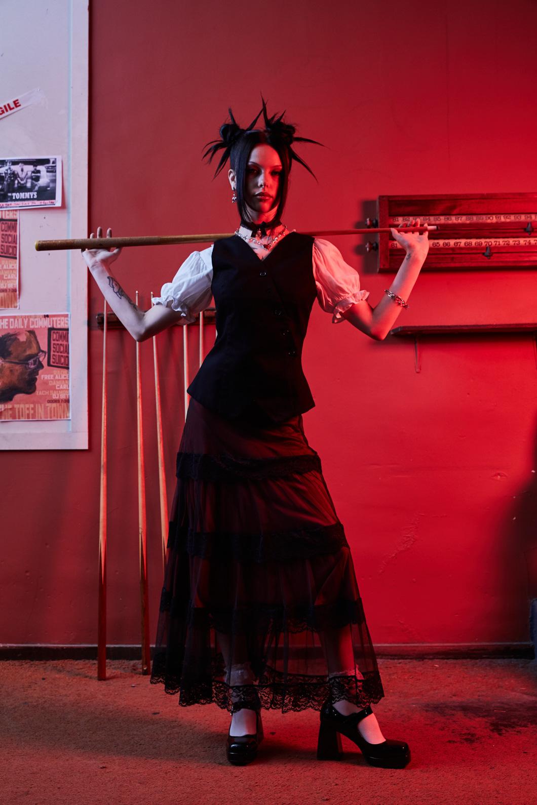 Black Friday - Lock Picker Mesh Lace Skirt - red