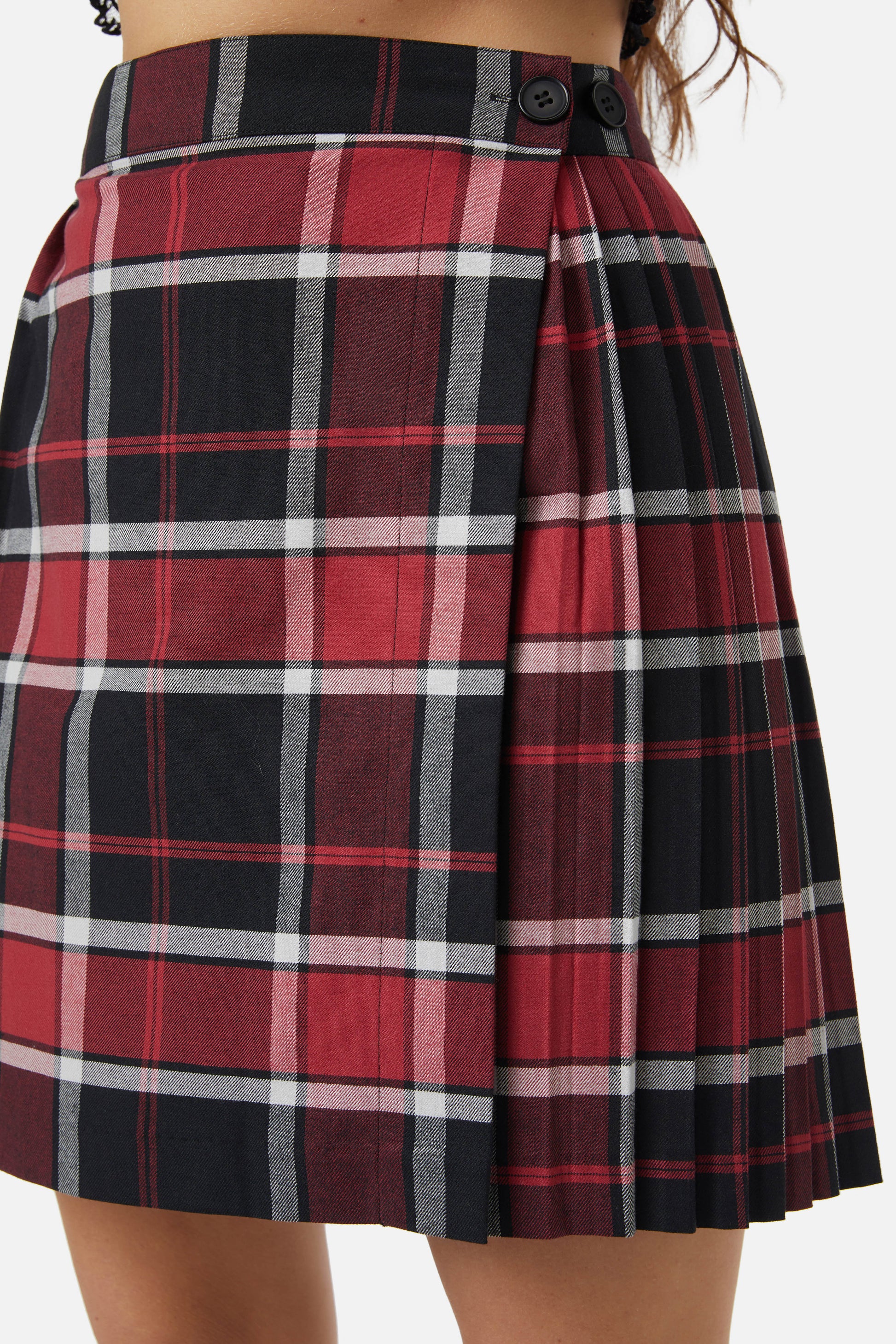 Black Friday - Ursula Pleated Skirt - black-red