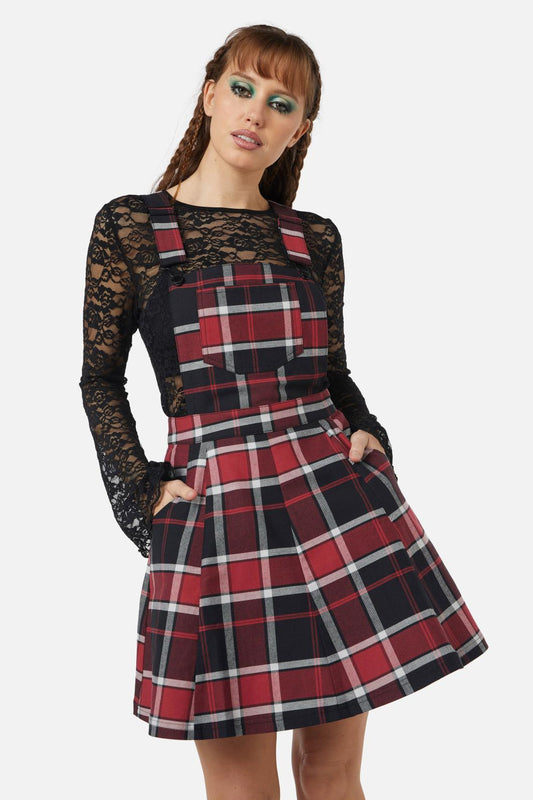 Black Friday - Ursula Tartan Pinafore - black-red