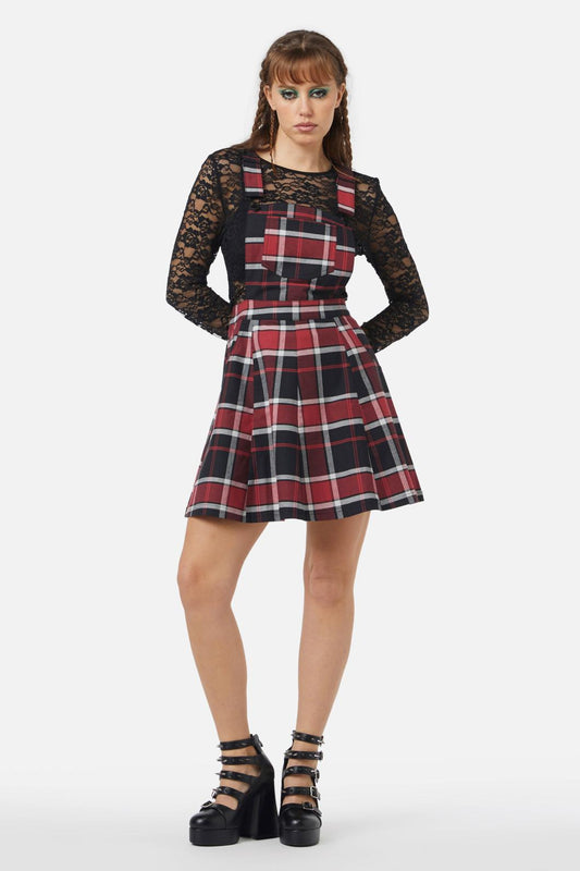 Black Friday - Ursula Tartan Pinafore - black-red