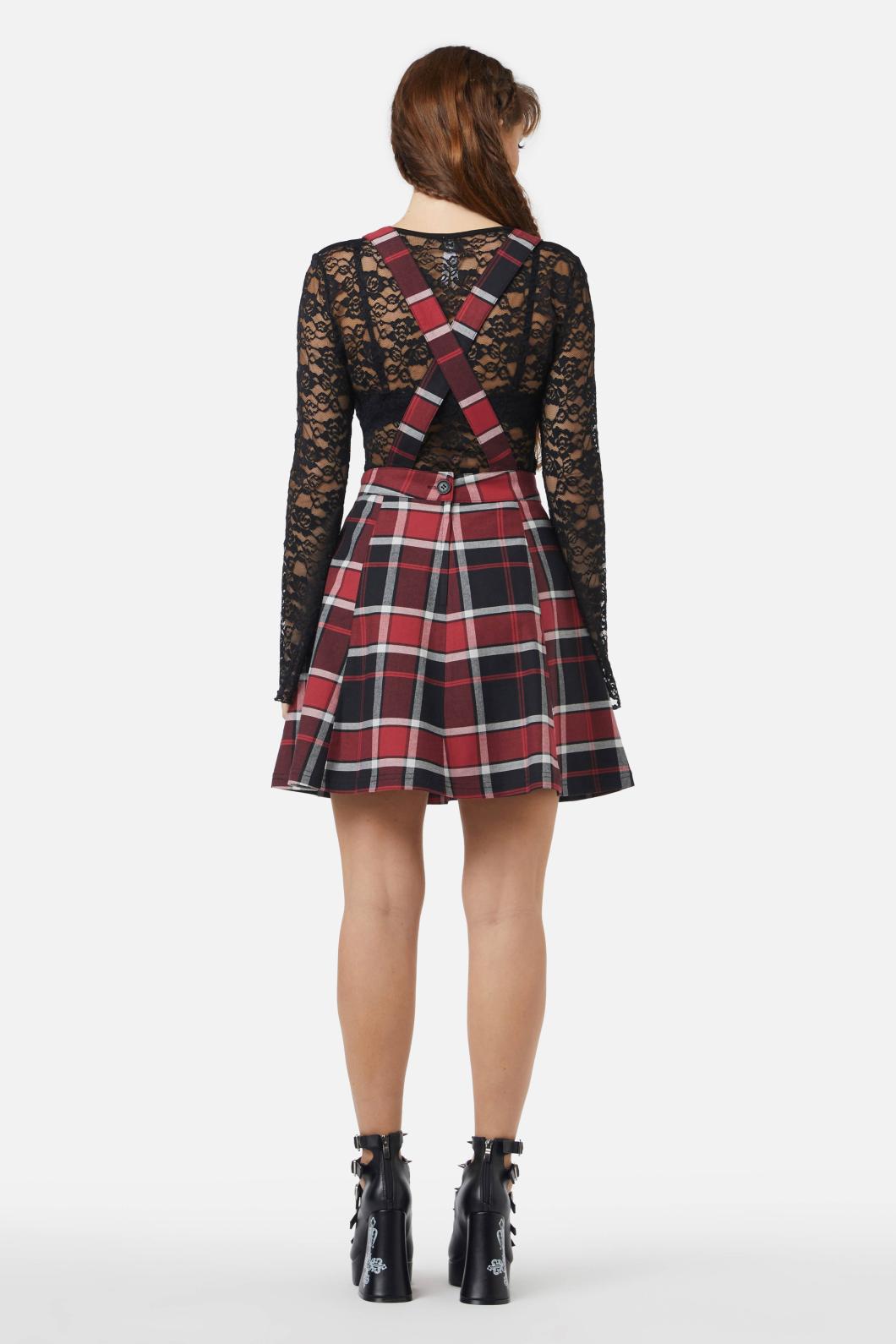 Black Friday - Ursula Tartan Pinafore - black-red