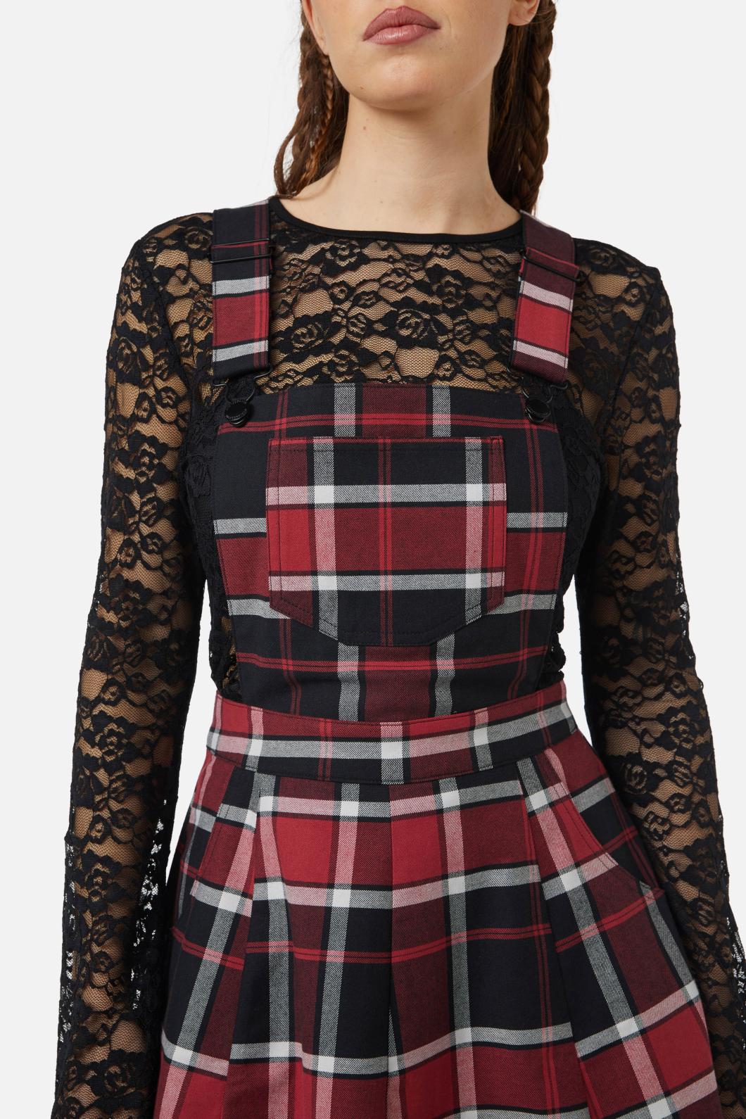 Black Friday - Ursula Tartan Pinafore - black-red