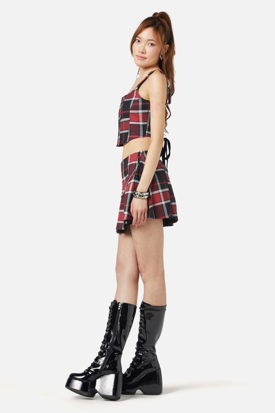 Black Friday - Ursula Tartan Corset - black-red